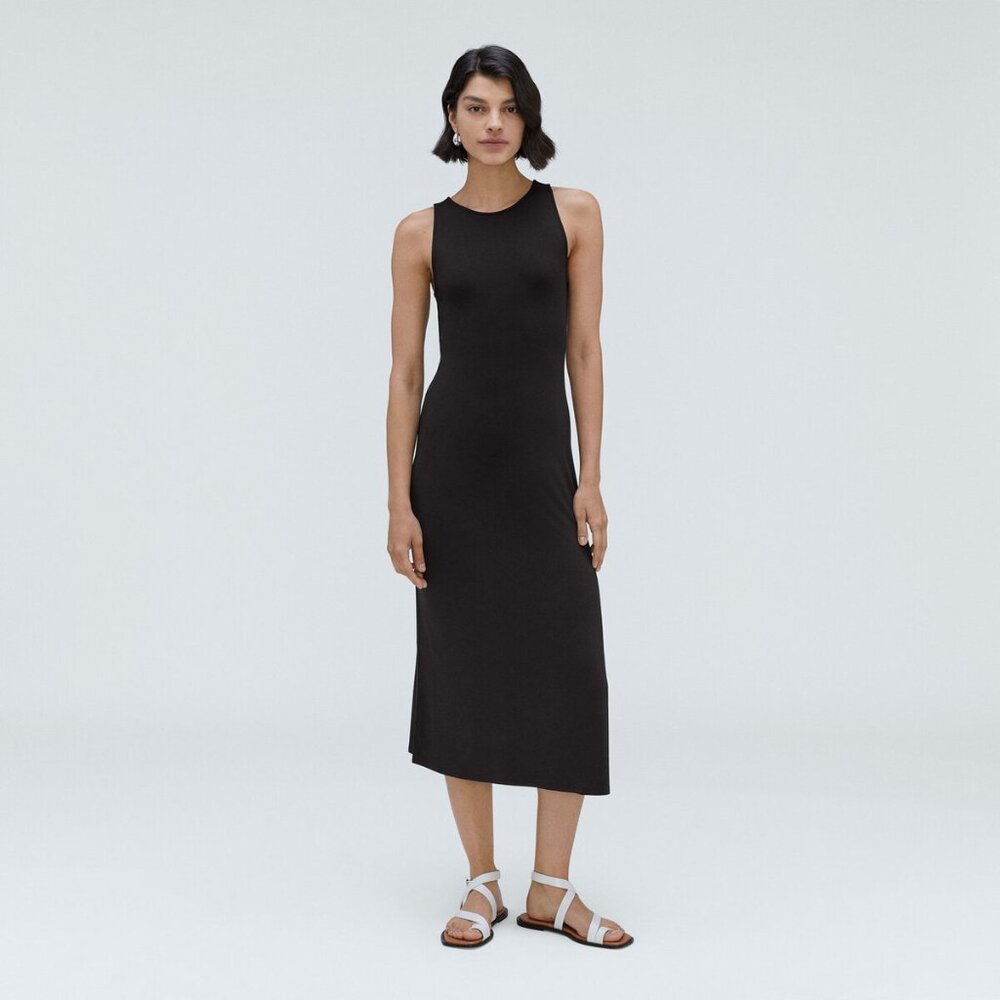 Everlane - The 90s Midi Dress Sleeveless Column Slim Fit | Medium | Black - Picture 1 of 4